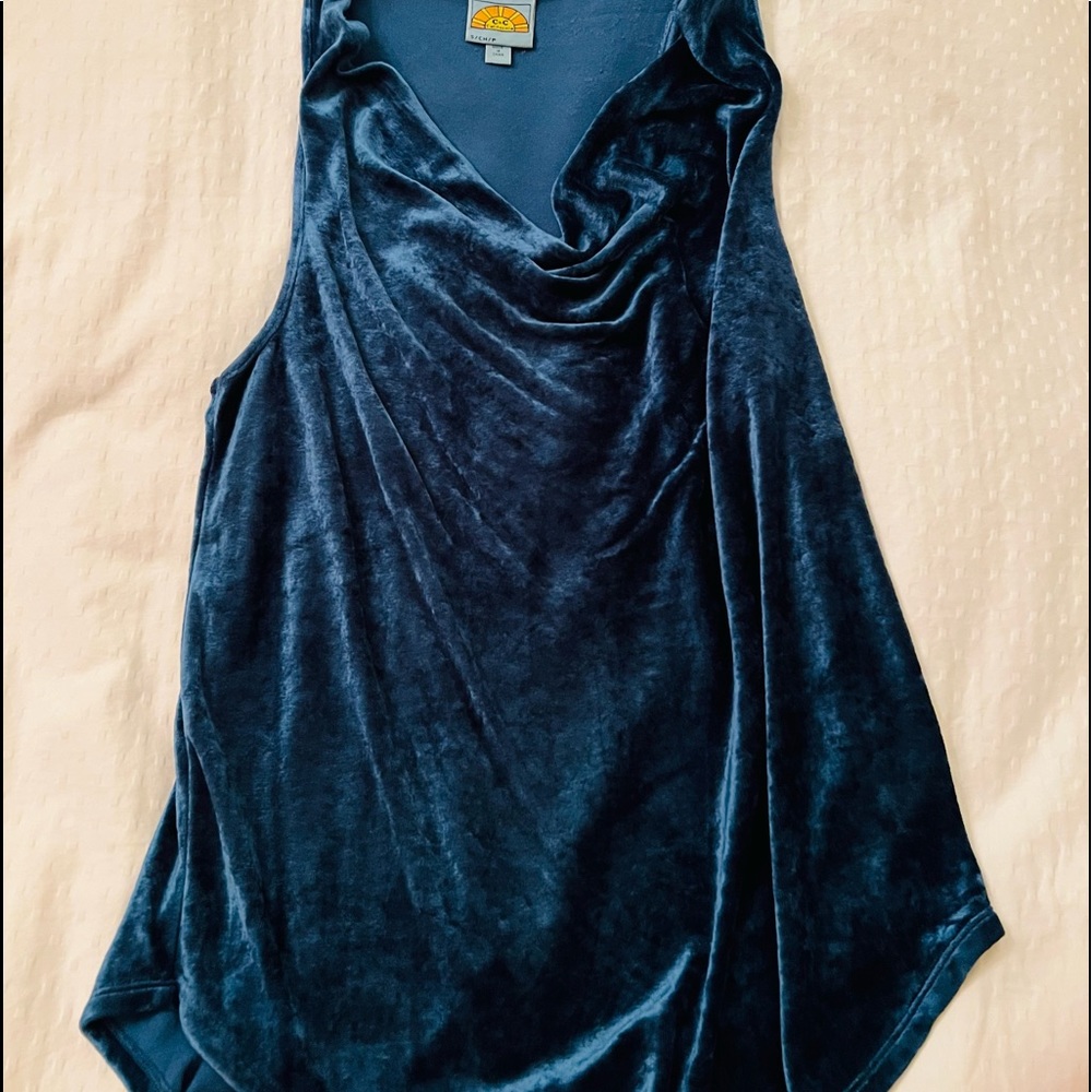 C&C blue crushed velvet top